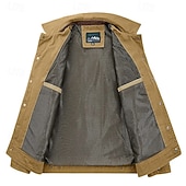 cheap Cargo Jackets-Men's Lightweight Jacket Cargo Jacket Casual Jacket Daily Vacation Wearable Pocket Spring Fall Plain Fashion Classic Lapel Regular Navy Blue Khaki Army Green Jacket
