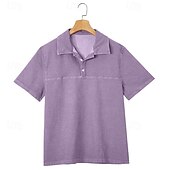 ieftine Polo clasic pentru bărbați-Cămașă spălată cu acid SoftFade™ Cămașă de golf bărbați Casual Afaceri Guler polo rib Tăiată Mâneca scurtă Modă Basic Solid Color Butoane Spălate Vară Primăvară Croială obișnuită Negru Verde deschis