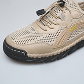 baratos Sapatos Casuais com Cadarço-Tênis aquáticos masculinos bege para atividades ao ar livre - respiráveis, de secagem rápida, com cadarço, ideais para caminhadas na praia, atividades aquáticas, viagens ao ar livre e uso casual no verão.