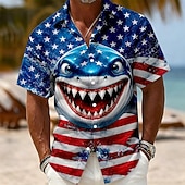 cheap Patriotic 250 Shirts-4th of July 2026 250th Men's American US Flag Shirt Summer Shirt Short Sleeve Patriotic Daily Streetwear Summer Spring Turndown 3D Print Button Up Shirts Blue Blue 2# Blue 1# White Red