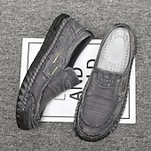 cheap Slip-On Casual Shoes-Men's Gray Slip-On Casual Loafers Lightweight Comfort Walking Shoes Soft Rugged Everyday Footwear for Daily Wear, Travel, Driving, Outdoor Leisure and Weekend Relaxation