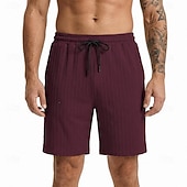 cheap Casual Shorts-Men's Shorts Summer Shorts Beach Shorts Casual Shorts Jacquard Pocket Elastic Waist Plain Comfort Breathable Knee Length Outdoor Beach Vacation Vacation Fashion Khaki Black Micro-elastic