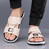 tanie Klapki i japonki męskie-męskie sandały z klamrą, odkryte palce, codzienne, letnie buty na plażę, do kurortu, na podróż i na co dzień na świeżym powietrzu