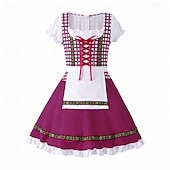 abordables Niños-Víspera de Todos los Santos Oktoberfest Vestidos Disfraz Falda acampanada Oktoberfest / Cerveza bávaro traje de cosplay Viena prados Chica Carnaval Fiesta / Noche Paño de estilo tradicional Vestido
