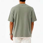 economico T-shirt in maglia waffle-Per uomo Camicia a nido d'ape Maglietta Camicia a Maniche Corte Manica Corta Girocollo Estate Primavera Tinta unica Streetwear Elegante Casual Girocollo Puro Casuale Quotidiano All'aperto Verde Blu