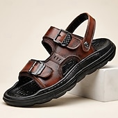 abordables Sandales décontractées-Sandales de pêcheur pour hommes, sandales de marche à bout ouvert avec boucle réglable, chaussures d'extérieur confortables pour la plage, les voyages et le quotidien