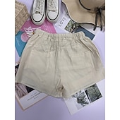 cheap Hot Shorts-Women's Cotton Shorts Fashion Streetwear Casual Short High Waist Plain Pocket Elastic Waistband Comfy Comfort Soft Stretchy Outdoor Vacation Street Dark-Gray Apricot Khaki Black Summer Spring Loose