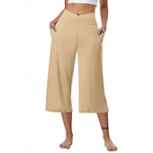 economico gamba larga e vita alta-Per donna Pantaloni capri Pantaloni da yoga Gamba larga Moda Streetwear Casual Lunghezza al polpaccio Misura del girovita medio Semplice Tasca Comodo Comodità Morbido Elasticizzato All'aperto Vacanza