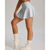 cheap Women's Skirts &amp; Skorts-Women's Solid Colored Casual Skirt Tennis Skirts with Shorts Sport Skirt Pocket High Waist Quick Dry Elastic Sweat-Wicking Breathable Tennis Golf Running Skirt Black Red Navy Blue Tennis Clothing