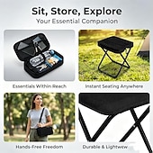 baratos Decoração de pátio-Mochila dobrável com banqueta e bolsos de armazenamento, cadeira portátil e leve para uso externo, ideal para adultos, perfeita para viagens, camping, trilhas, pesca, filas, piqueniques e eventos esportivos.