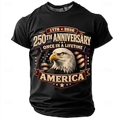  4th of July 2026 250th Men's US Flag 1776 T Shirt Short Sleeve T shirt 3D Print Crew Neck Shirt Patriotic Daily Festival Blue Black Red Summer Spring Clothing Apparel S M L XL XXL XXXL