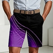 ieftine Pantaloni scurți imprimați-Bărbați Geometric Γραμμή Artă abstractă Bermude Pantaloni scurți casual Pantaloni Scurți de Golf Talie medie Ocazional afaceri Muncă Golf Vacanta la plaja Pantaloni scurți cu 4 buzunare și partea din