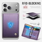 baratos Capas para iPhone-Carteira magnética para iPhone 17, 16, 15, 14, 13 Pro Max e Plus, compatível com MagSafe, com bloqueio RFID, feita em couro PU e fecho magnético. Possui um compartimento fino e removível para cartões