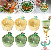 economico Stoccaggio cucina-4/6 pezzi filtro di scarico per lavello da cucina a forma di cactus, cestello di svuotamento automatico a pressione, filtro raccogli-rifiuti da cucina, rete filtrante per lavello a forma di cactus