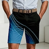 ieftine Pantaloni scurți imprimați-Bărbați Geometric Γραμμή Artă abstractă Bermude Pantaloni scurți casual Pantaloni Scurți de Golf Talie medie Ocazional afaceri Muncă Golf Vacanta la plaja Pantaloni scurți cu 4 buzunare și partea din