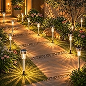 economico Illuminazione vialetto-12pcs luci solari da giardino per prato all'aperto a led luce solare impermeabile patio illuminazione percorso cortile lampada decorazione paesaggio