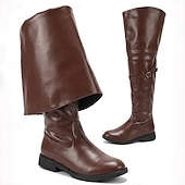 abordables Calzado-Medieval Renacimiento Zapatos Botas hasta la rodilla Botas planas de jazz Pirata Vikingo Cruzado Disfraz Hombre Celta Pirata Víspera de Todos los Santos Mascarada Rendimiento Fiesta y Noche LARP