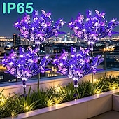 abordables Luces de camino y linternas-2/4 PCS Solar Simulation Lavender Butterfly Lawn Light Waterproof Garden Floor Insert Lamp Park Pathway Villa Yard Terrace Holiday Decoration Lamp
