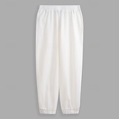 preiswerte Urlaub-Herren Leinenhosen Hose Sommerhose Baggy-Hosen Kordelzug Elastischer Bund Einfarbig Einfach Komfort Atmungsaktiv Volle Länge Täglich Outdoor Ferien Urlaub Mode Khaki Cachi scuro Unelastisch