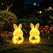 abordables Éclairage paysager-Lampes solaires d'extérieur en forme d'animaux, figurines lumineuses étanches en plastique représentant un lapin et un hibou, lampes décoratives solaires pour terrasse, pelouse, allée, parterre de