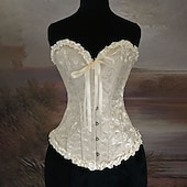 cheap Tops-Medieval Renaissance Corset Overbust Corset Noblewoman Jacquard Lace up Floral Fancy Dress Women's Royal Halloween Carnival Renaissance Fair LARP Adults' Corset Spring &amp; Summer