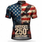 cheap Men's Jerseys-America's 250th Anniversary Men's Rash Guard Cycling Jersey American US Flag Eagle Short Sleeve Bike Jersey Top with 3 Rear Pockets UV Resistant Quick Dry With Pockets Front Zipper Sports Blue