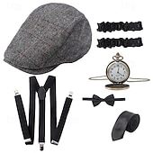levne Příslušenství a další-Řvoucí 20s 20. léta 20. století Retro Sada příslušenství Baret Velký Gatsby Gentleman Gangster Maškarní kostým Pánské Karneval Valentýna Párty večerní šaty Plesová maškaráda Koktejlový večírek Dospělí