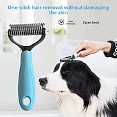 abordables Cuidado del cabello-2 peines profesionales nuevos para eliminar el pelo de gatos, cepillos para el aseo de perros, herramientas para la muda de pelo de cachorros, peines para recortar el pelaje de mascotas
