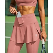 abordables Jupes et skorts pour femmes-Femmes Couleur Unie Jupe décontractée Jupe de tennis avec leggings Avec Poches 2 en 1 Sportif Léger Élastique Évacuation de l'Humidité Respirant Tennis Le golf Course Jupe Noir Rose bleu marine