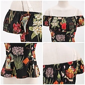 abordables Tapas-Retro Antiguo Victoriano Renacimiento Blusa / Falda Manga de globo de soplo Dama Color sólido Estampado Floral Cuello Inglés Disfraz Mujer Fantasía Casual Diario Feria del Renacimiento Adulto