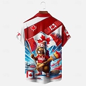 voordelige Vlag patroon-Canadadag Voor heren Esdoornblad Bever Nationale vlag Overhemd Zomer overhemd Overhemd met knopen Korte mouw Grappig Vaderlandslievend Buiten Feestdagen Zomer Lente Strijkijzer 3D-afdrukken shirts