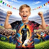 ieftine Sporturi și jocuri 3D pentru băieți-Băieți 3D Grafic Fotbal Tricouri de fotbal Tricou Manșon scurt Tipărire 3D Vară Primăvară Sport Modă Șic Stradă Copii 4-12 ani Stil Nautic Casual Zilnic În aer liber Fit regulat