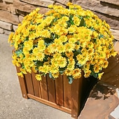 abordables Flores artificiales-Margaritas artificiales para decoración exterior, 6 ramos de flores artificiales para macetas de exterior, flores de seda resistentes a los rayos UV para la puerta principal, el porche y el patio.