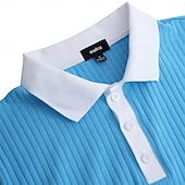 billige Men's Classic Polo-Men's Textured Golf Shirt Casual Work Ribbed Polo Collar Classic Short Sleeve Basic Modern Color Block Color Block Spring &amp; Summer Summer Regular Fit Blue White Yellow Green Gray Textured