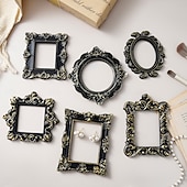 economico Cornici per foto-1PC, Black and Gold Mini Engraved Decorative Picture Frame Body, Resin Material DIY Decorative Small Item, Suitable for Photography Decoration Props, Wedding, Party and Other Scene Arrangements