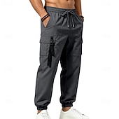 economico Pantaloni cargo-Per uomo Pantaloni Cargo Joggers Pantaloni Coulisse Elastico in vita Multi-tasche Tinta unica Antivento Comodità Quotidiano All'aperto Ferie Streetwear Elegante Cachi Nero Inelastico
