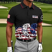 2026 250º Camisetas Polo Masculinas Americanas com a Bandeira dos EUA Camisas de Golfe Esportivas Manga Curta Camisas Polo Camisas com Gola Casual Athleisure Uso Diário Impressão em 3D Botões Malha