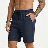 cheap Casual Shorts-Men's Shorts Summer Shorts Beach Shorts Casual Shorts Jacquard Pocket Elastic Waist Plain Comfort Breathable Knee Length Outdoor Beach Vacation Vacation Fashion Khaki Black Micro-elastic