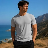 cheap Basic T shirts-Men's T Shirt Tee Top Short Sleeve Crew Neck Summer Spring All Seasons Plain Casual Athletic Quick Dry Slim Basic Casual Daily Sports Black White Gray Top Tee for Men