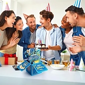  3D-Pop-up-Geburtstagskarte für Männer und Jungen, blau-goldene Feuerwerks-Geburtstagskarte in einer Schachtel, einzigartige Pop-up-Grußkarte mit Luftballons und Kuchen, Geburtstagsgeschenk für ihn,