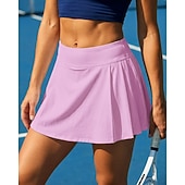 preiswerte Damenröcke &amp; Skorts-Damen Einfarbig Lässiger Rock Tennisröcke mit Shorts Sportrock Ärmellos Tasche Elastischer Bund Sportlich Leicht Elastisch Feuchtigkeitsableitend Atmungsaktiv Tennis Golfspiel Laufen Rock Dunkelrosa