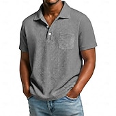 cheap Men's Classic Polo-Men's Golf Shirt Waffle Knit Polo Shirt Casual Business Classic Short Sleeve Fashion Modern Solid Color Plain Buttons Summer Spring All Seasons Regular Fit White Light Green Burgundy Navy Blue Dark
