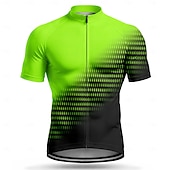 voordelige Heren shirts-Heren Wielrenshirt Verloop Korte mouw Fietsen Shirt Kleding Bovenlichaam met 3 achterzakken UV-bestendig Met zakken Rits Aan De Voorzijde Reflecterende strips Sport Groen Kleding