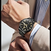 cheap Mechanical Watches-OLEVS Men's Automatic Mechanical Watch, Luxury Stainless Steel Business Dress Watch for Men, Self Winding Wristwatch with Day Date, Waterproof Luminous Diamond Roman Numerals Black Dial Gift Box