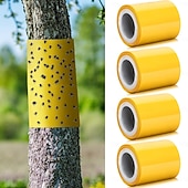 ieftine Gradinarit-Bandă adezivă pentru insecte târâtoare, 5 metri, pentru exterior, capcană lipicioasă galbenă, barieră lipicioasă, care protejează copacii, exterior, interior, pomi fructiferi, gazon, grădină,