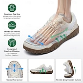 baratos Sapatos Casuais com Cadarço-Tênis masculino branco minimalista - modelo com biqueira larga e ajuste amplo em mesh - leve e respirável, ideal para caminhadas, viagens, uso diário e atividades casuais ao ar livre.