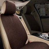  Universal 7pcs Car Seat Covers Full Set, Breathable Linen Front and Rear Seat Cushions with Backrest Protectors, Airbag Compatible Seat Pad for Most Cars, SUV, Truck, Storage Pockets