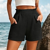 abordables Pantalones cortos bermudas-Mujer Pantalones cortos Burmuda Pantalones cortos de playa Vacaciones Básico Corto Alta cintura Casual Playa Vacaciones Negro Azul Oscuro Verde Militar Albaricoque Verano