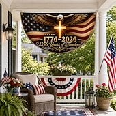 cheap Fan Bunting-1776-2026 USA 250th Anniversary Bunting Half Round Fan Flag, Patriotic American Outdoor Bunting Banner for House, Porch, Yard, or Independence Day Decoration