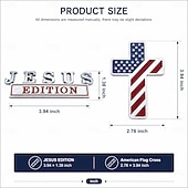 billiga U.S. 250-årsjubileum-2-pack välsignad Jesus-utgåva korsemblem metallmärke, kristen tro bilemblemklistermärke, krom 3D-bildekal för lastbil SUV motorcykel, religiöst korsemblem exteriöra tillbehör present till män kvinnor